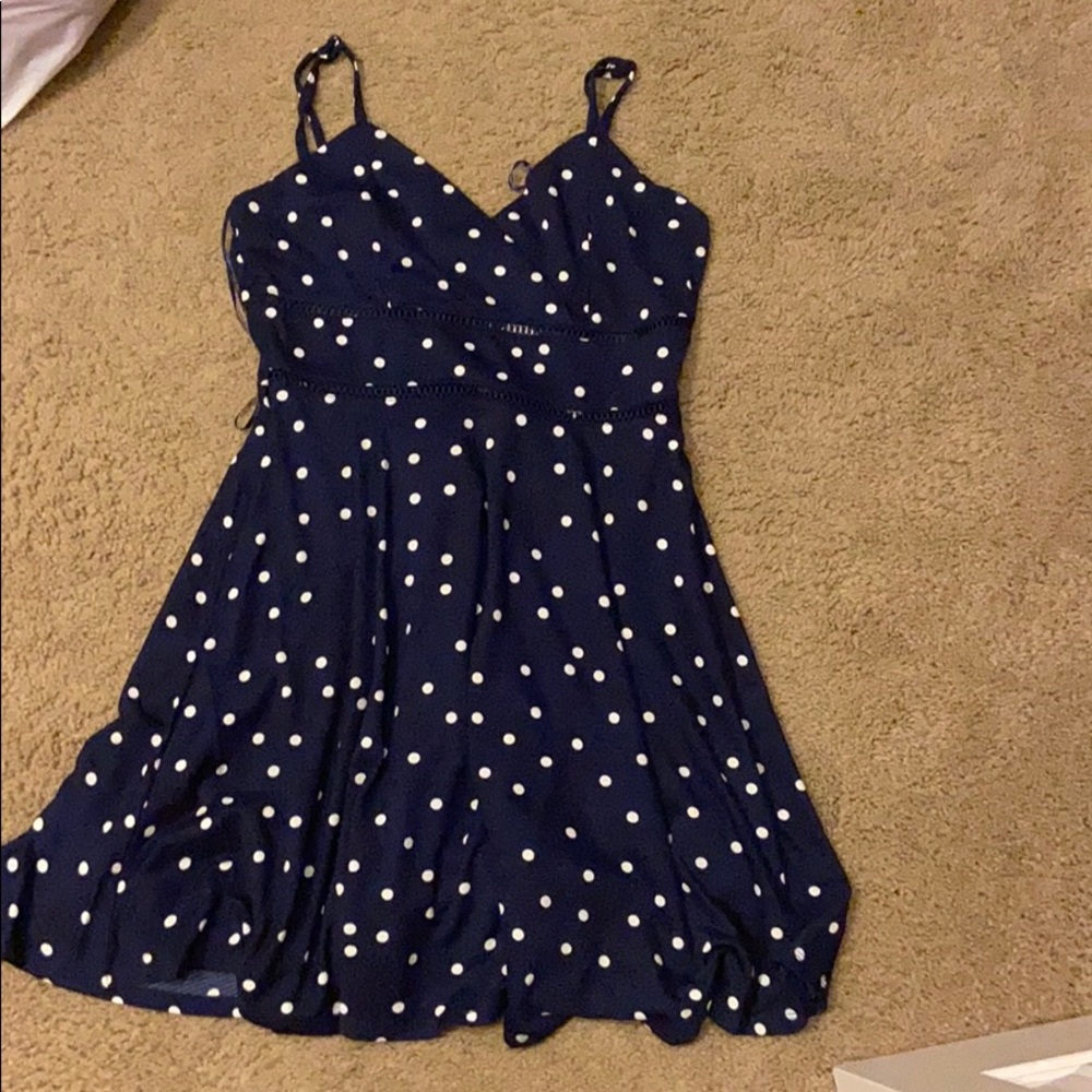francesca navy blue polka dot dress